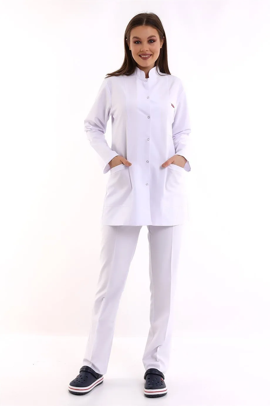 Doktor Öğretmen Kadın Önlük Ceket Boy Hakim Yaka - 171 Beyaz