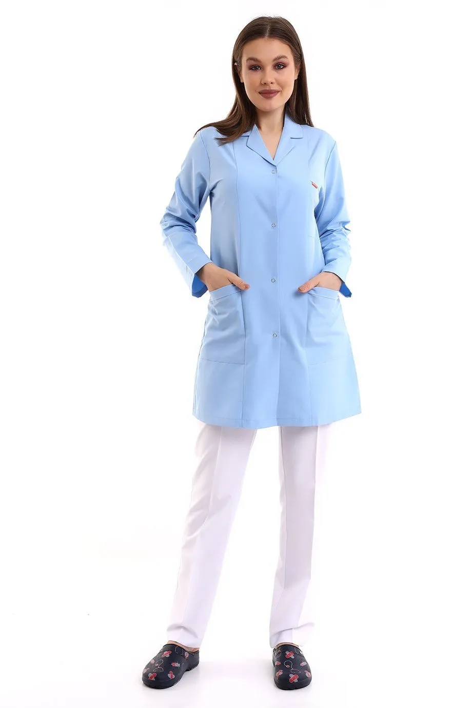 Doktor Öğretmen Kadın Önlük Ara Boy Ceket Yaka - 31 Açık Mavi