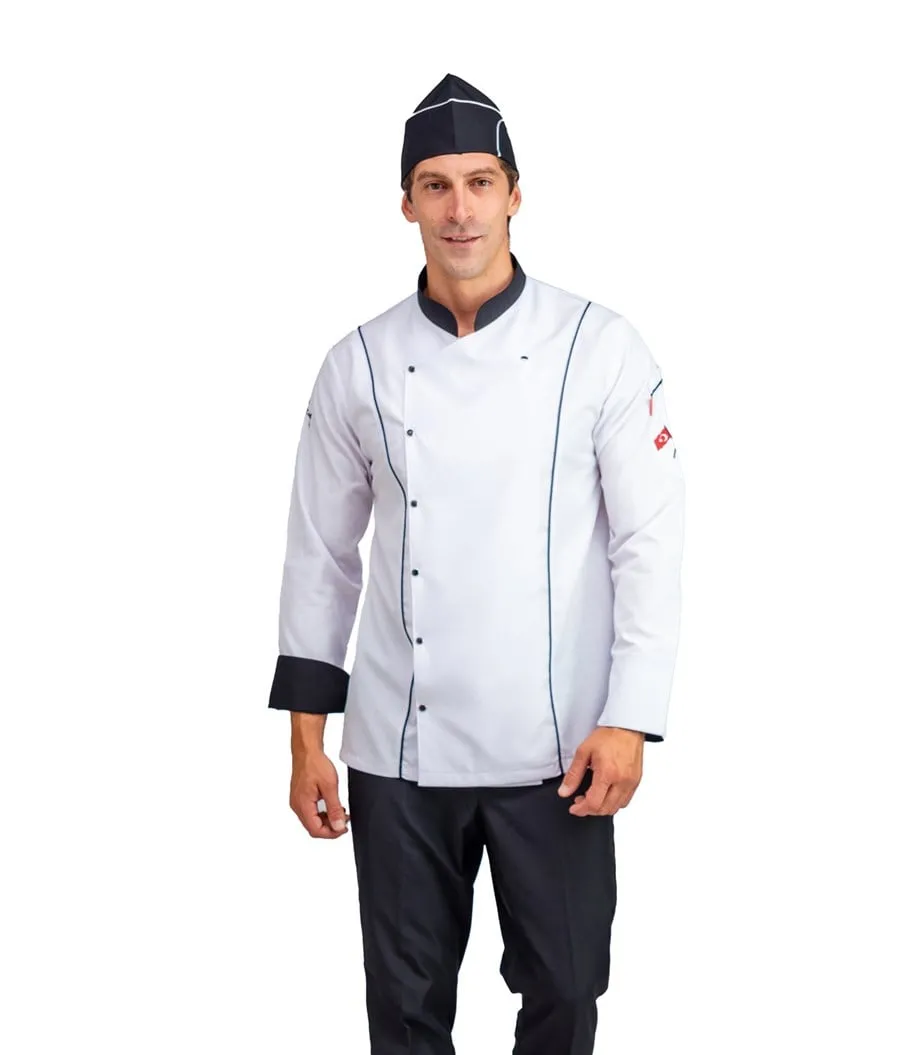 Erkek Aşçı Ceket 01 - Beyaz Siyah Biye