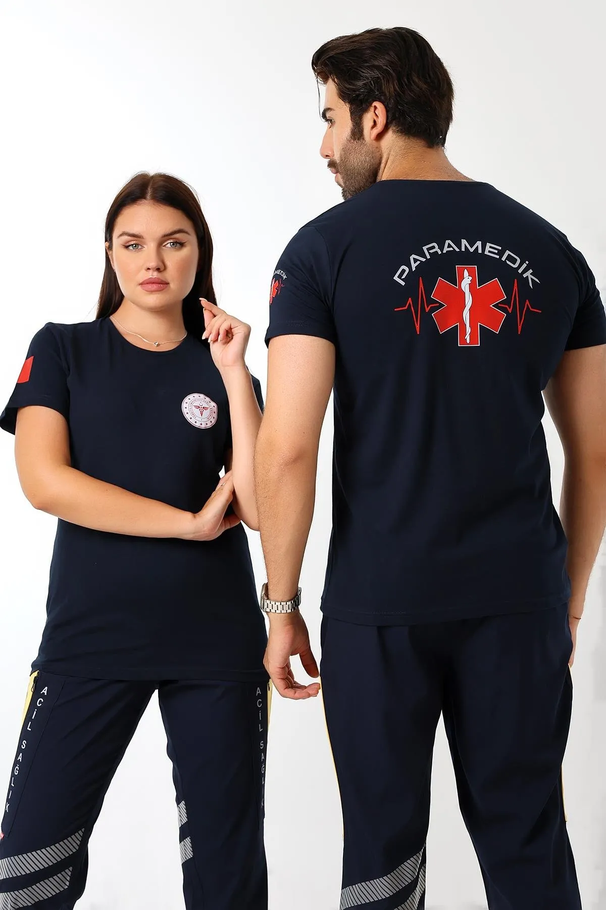 Paramedik Yuvarlak Yaka Penye Kısa Kol Tshirt - Lacivert
