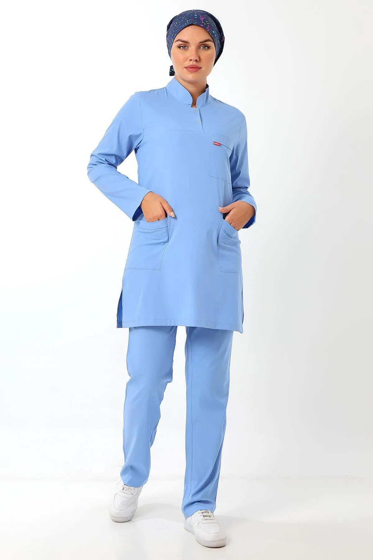 Soft Likralı Tesettür Forma Takım İki Çıtçıt - 6413 Açık Mavi