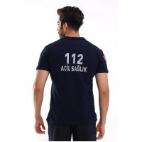 112 Yakalı Unisex Tshirt Kısa Kol - Lacivert