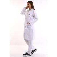 Doktor Öğretmen Kadın Önlük Uzun Boy Ceket Yaka - 171 Beyaz