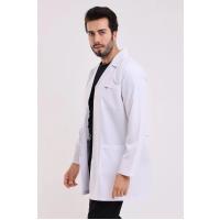 Doktor Öğretmen Erkek Önlük Ara Boy Ceket Yaka - 171 Beyaz