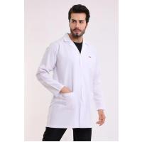 Doktor Öğretmen Erkek Önlük Ara Boy Ceket Yaka - 171 Beyaz