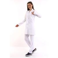 Doktor Öğretmen Kadın Önlük Ara Boy Ceket Yaka - 171 Beyaz