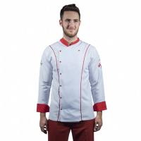 Erkek Aşçı Ceket 01 - Beyaz Kırmızı Biye