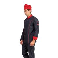 Erkek Aşçı Ceket 01 - Siyah Kırmızı Biye