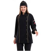 Kadın Aşçı Ceket 01 - Siyah-Sarı Biye