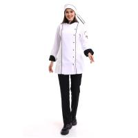 Kadın Aşçı Ceket 01 - Beyaz Siyah Biye