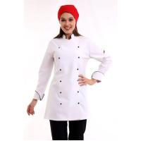 Kadın Aşçı Ceketi Likralı - Beyaz