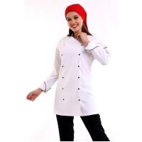 Kadın Aşçı Ceketi Likralı - Beyaz