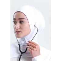 Sağlık Çalışanlarına Özel, Stetoskop Girişli Boneli Boyunluklu Kolluk  Beyaz